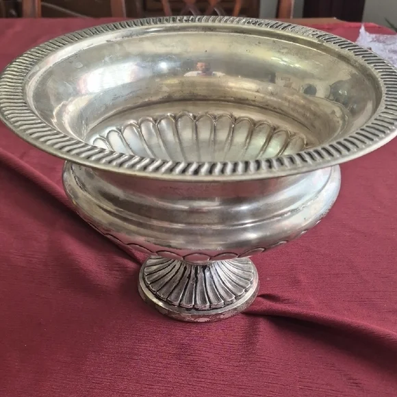 Decorative Silver On Brass Pedestal Bowl - Picture 1 of 4